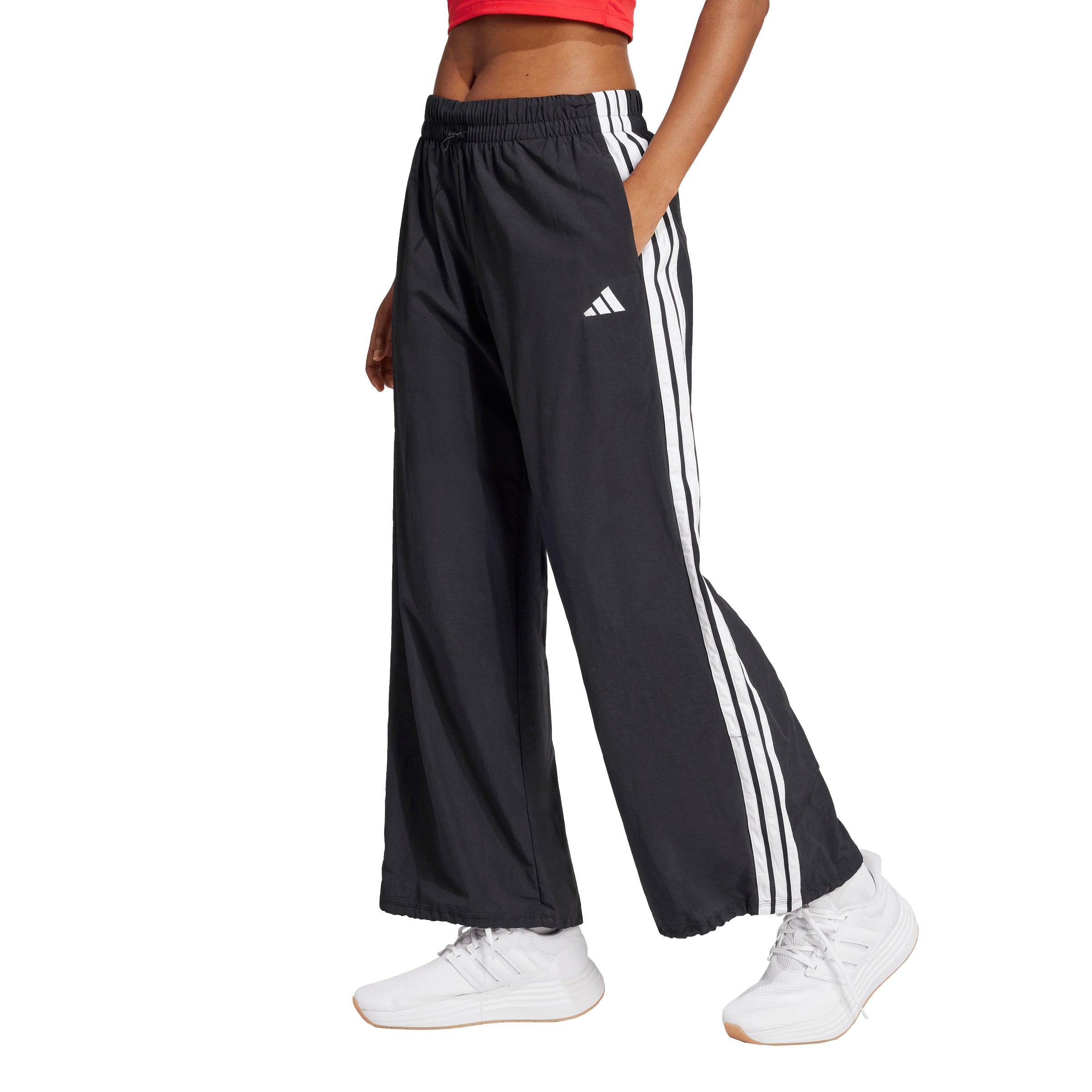 adidas Women's Essentials 3-Stripes Lifestyle Woven Parachute Pants - Black - BLACK